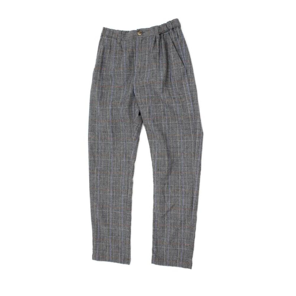 Bonpoint Boys Plaid Elastic Waist Straight Leg Pants Gray Size 10A